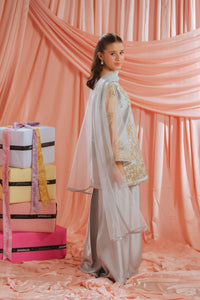 Golden Mist - 3pcs - Sequence Embroidered Net - Festive - Sprinkles Pakistan