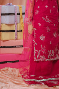 Candy Rose - 3pcs - Sequence Embroidered Net - Festive - Sprinkles Pakistan