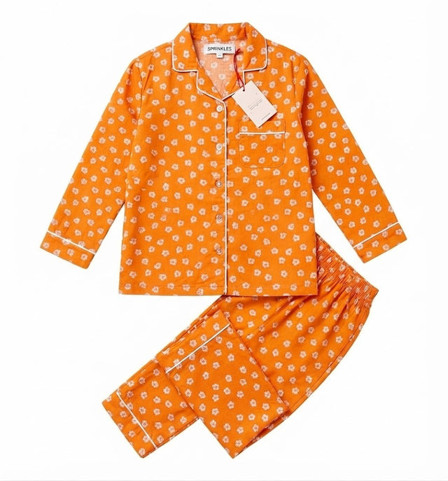 Tangerine Dream - 2pcs - Nightsuit - Boski Linen - New Arrival, Night Suit - Sprinkles Pakistan