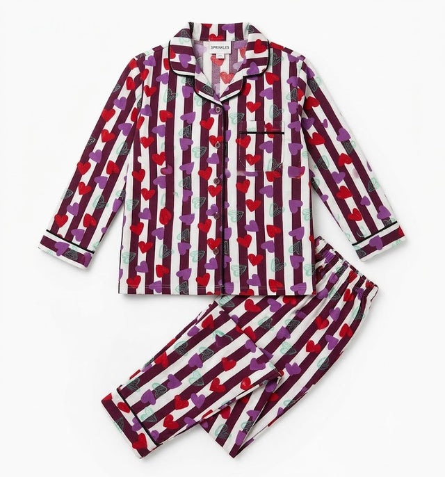 Heartstrings Charm - 2pcs - Nightsuit - Boski Linen - New Arrival, Night Suit - Sprinkles Pakistan