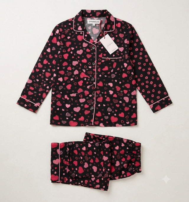 Velvet Hearts - 2pcs - Nightsuit - Boski Linen - New Arrival, Night Suit - Sprinkles Pakistan