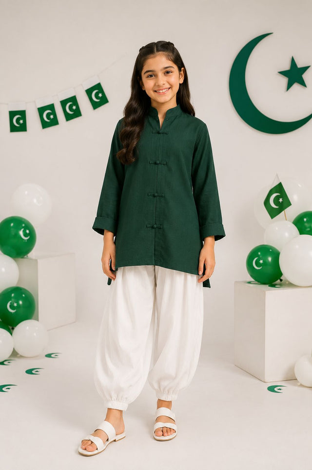 Emerald Heritage Top - 1pc - Blended - 2pcs-ready-to-wear - Sprinkles Pakistan