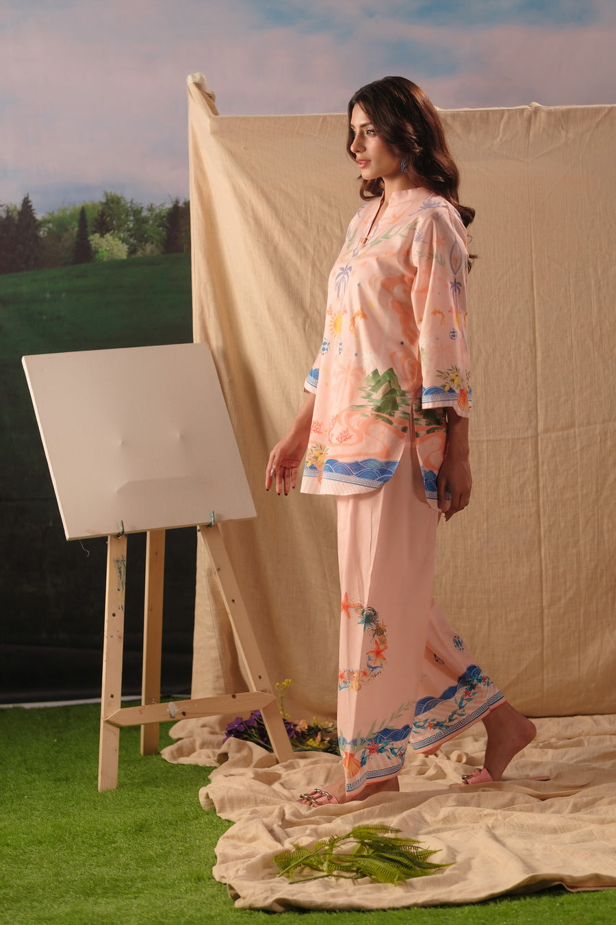 Peach Coral - 2pcs - Cotton/Lawn - 2pcs-ready-to-wear - Sprinkles Pakistan