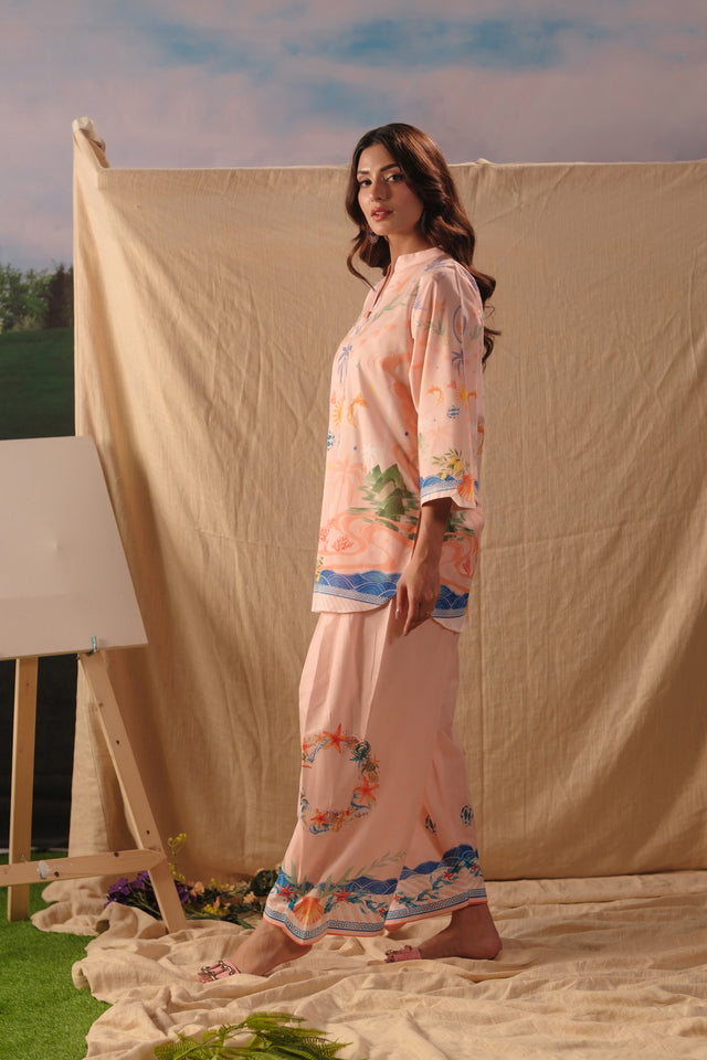 Peach Coral - 2pcs - Cotton/Lawn - 2pcs-ready-to-wear - Sprinkles Pakistan