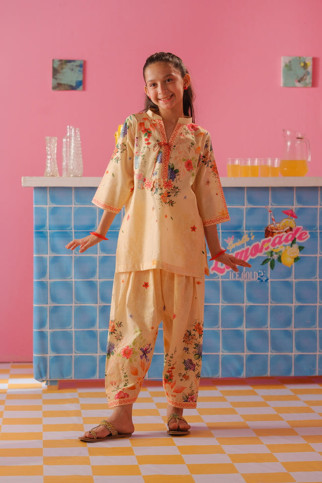 Sunlit Bloom  - 2pcs - Cotton/Lawn - 2pcs-ready-to-wear - Sprinkles Pakistan