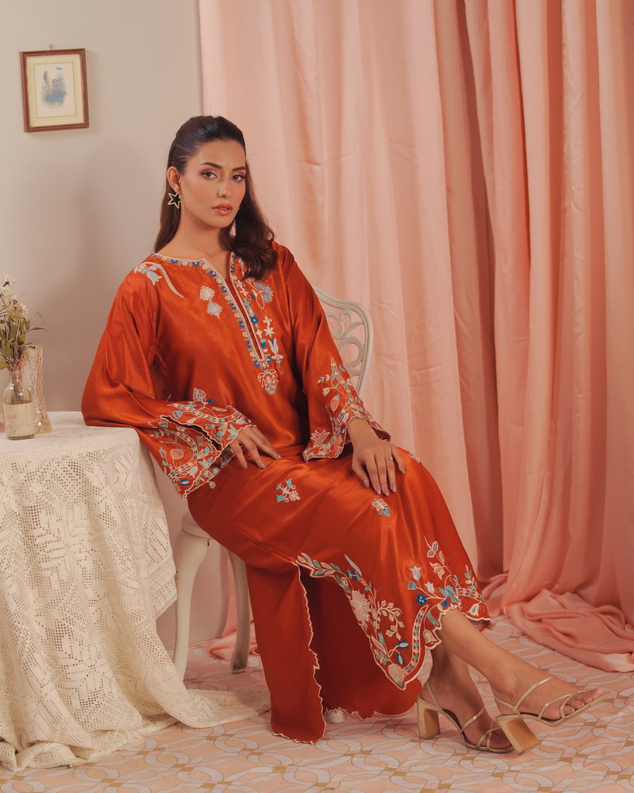 Scarlet  Rouge - 1pc - Embroidered - Suede Silk - Sprinkles Pakistan