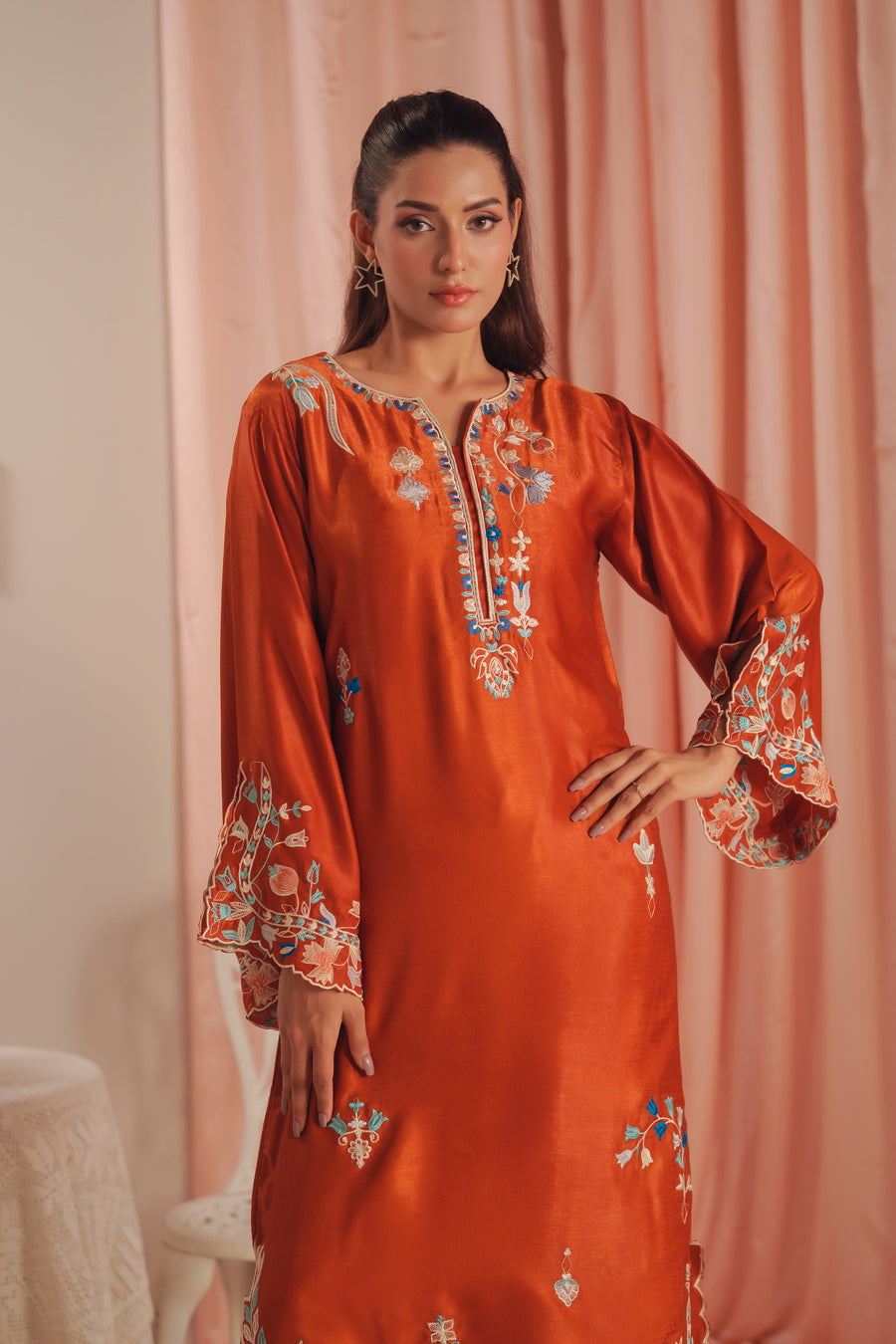 Scarlet  Rouge - 1pc - Embroidered - Suede Silk - Sprinkles Pakistan