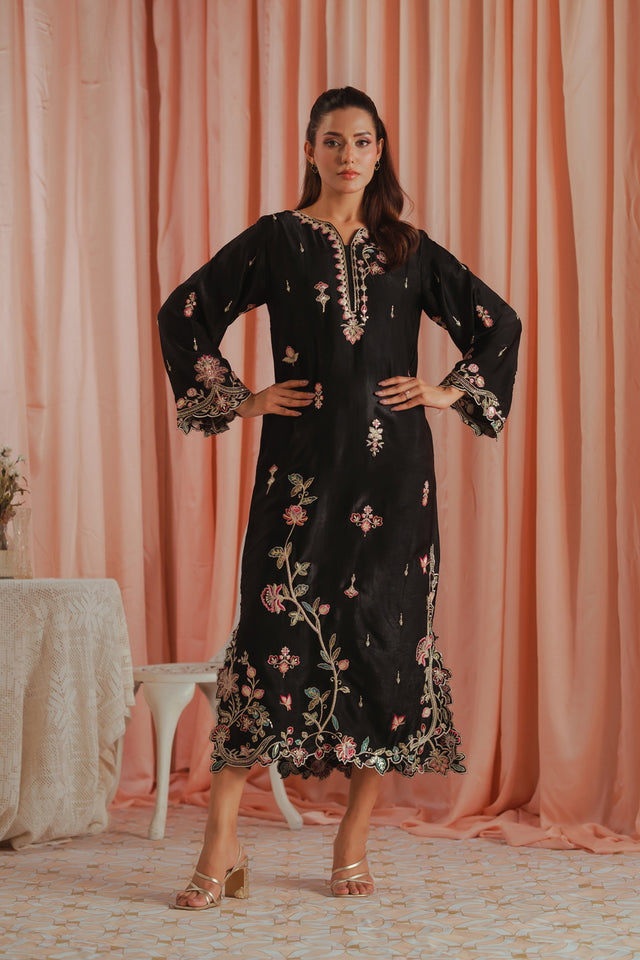Gothic Rose - 1pc - Embroidered - Suede Silk - Sprinkles Pakistan