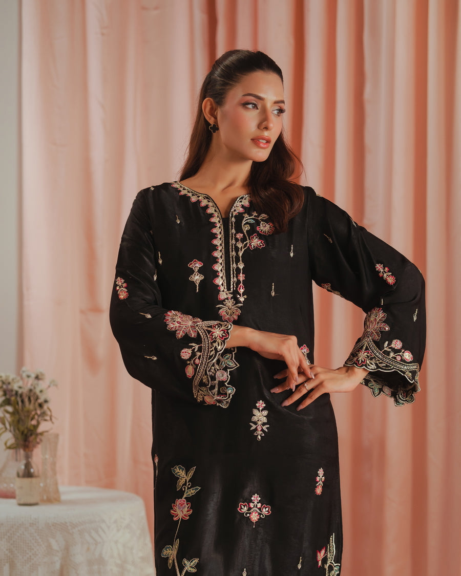 Gothic Rose - 1pc - Embroidered - Suede Silk - Sprinkles Pakistan