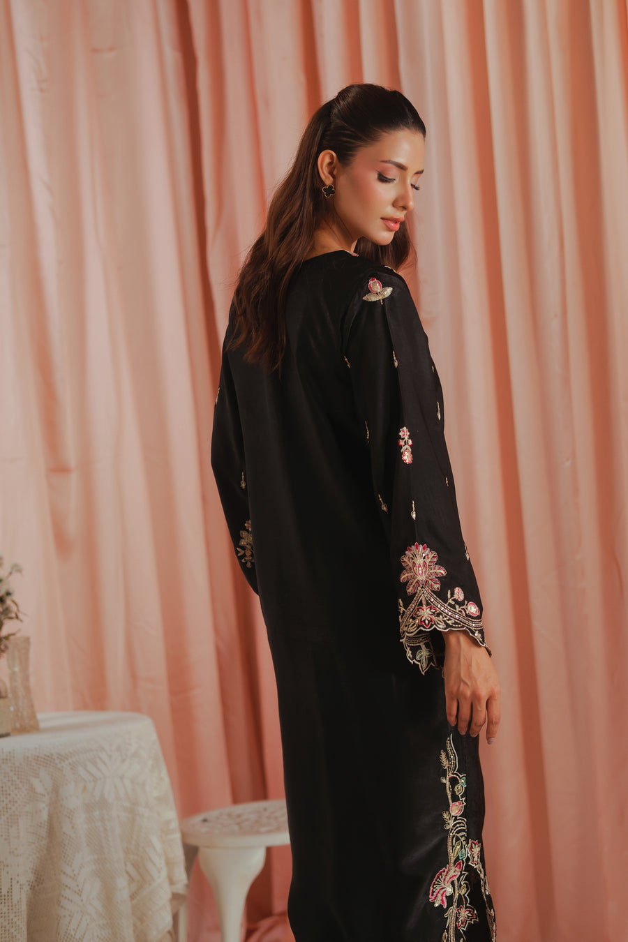 Gothic Rose - 1pc - Embroidered - Suede Silk - Sprinkles Pakistan