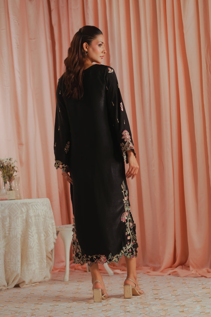 Gothic Rose - 1pc - Embroidered - Suede Silk - Sprinkles Pakistan