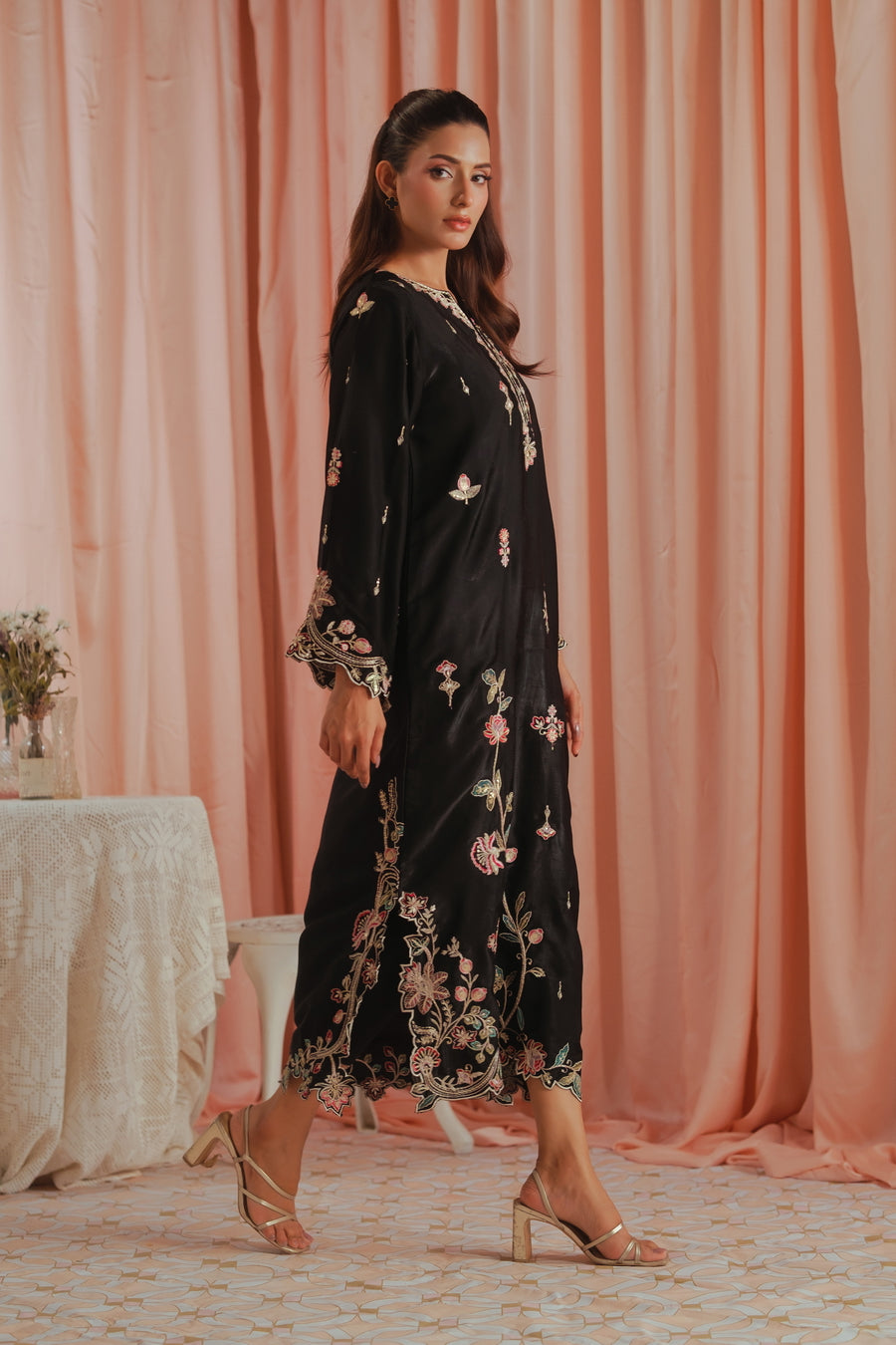Gothic Rose - 1pc - Embroidered - Suede Silk - Sprinkles Pakistan