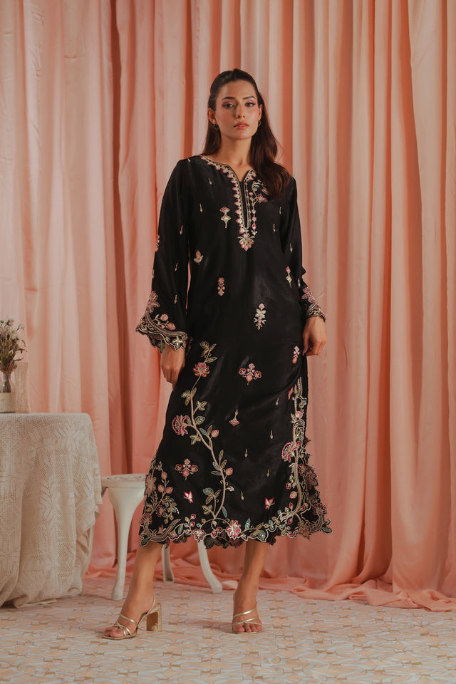 Gothic Rose - 1pc - Embroidered - Suede Silk - Sprinkles Pakistan