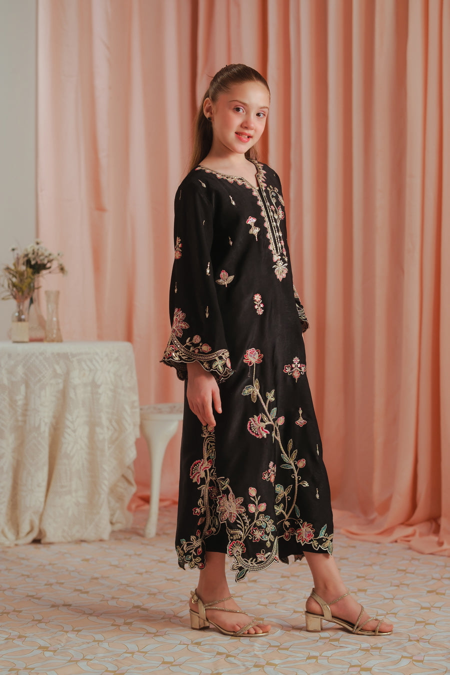Gothic Rose - 1pc - Embroidered - Suede Silk - Sprinkles Pakistan