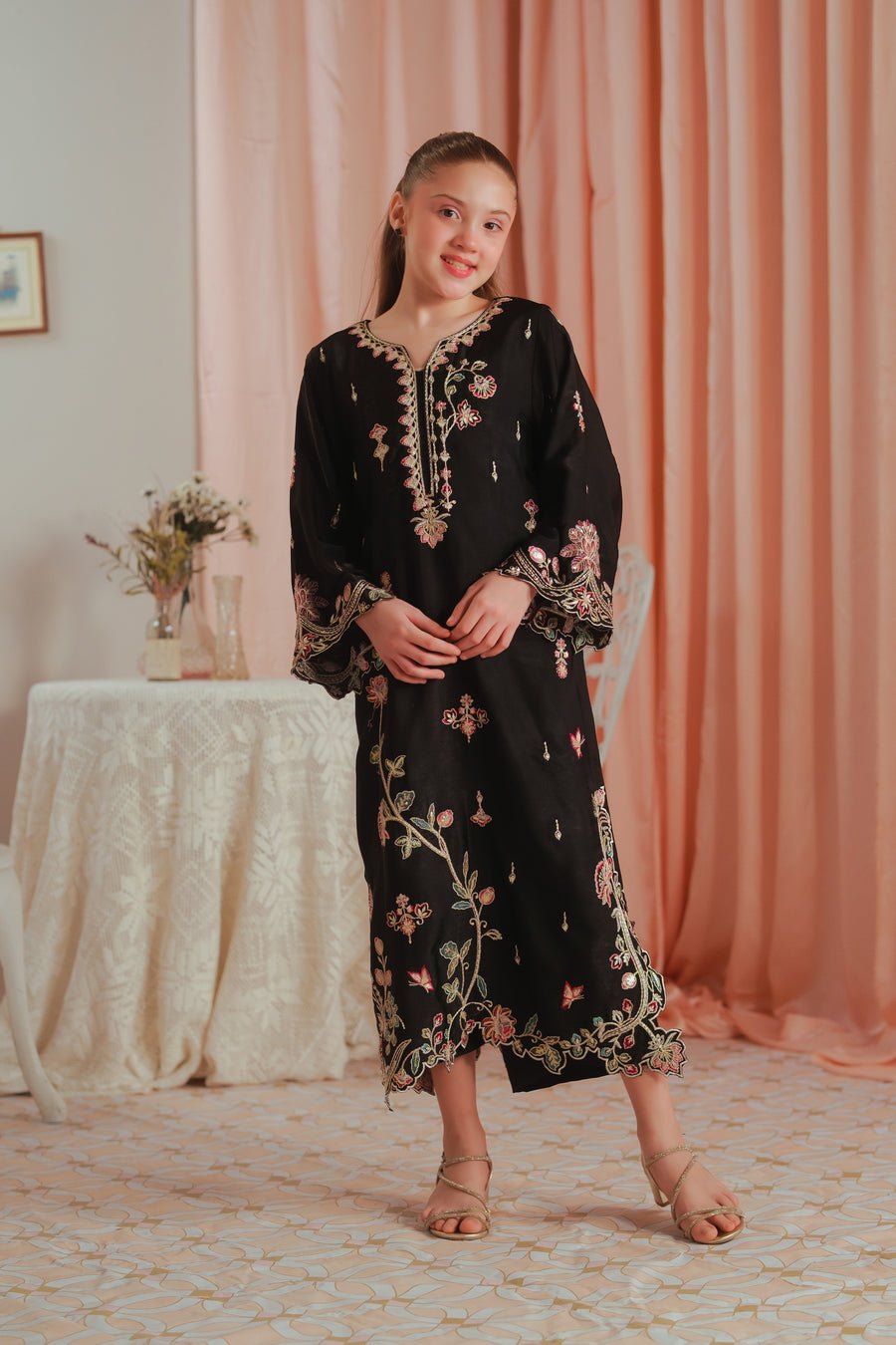 Gothic Rose - 1pc - Embroidered - Suede Silk - Sprinkles Pakistan
