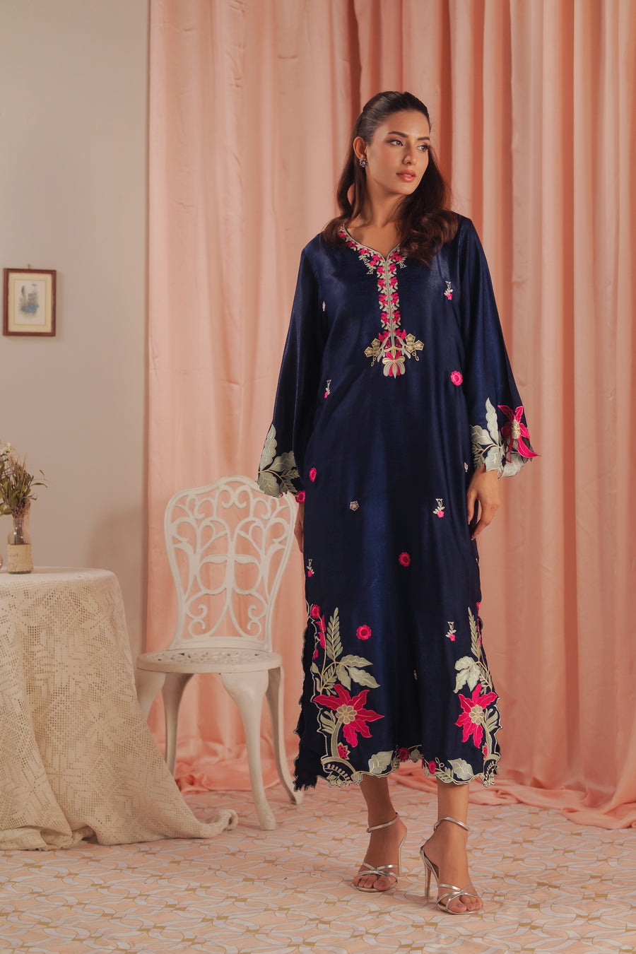 Deep Petal - 1pc - Embroidered - Suede Silk - Sprinkles Pakistan