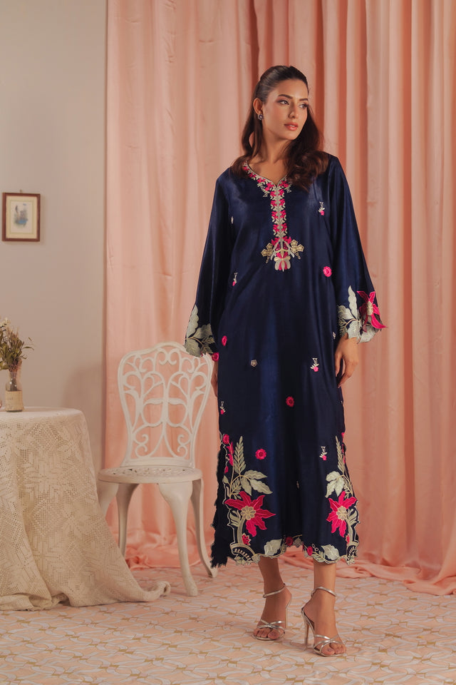 Deep Petal - 1pc - Embroidered - Suede Silk - Sprinkles Pakistan