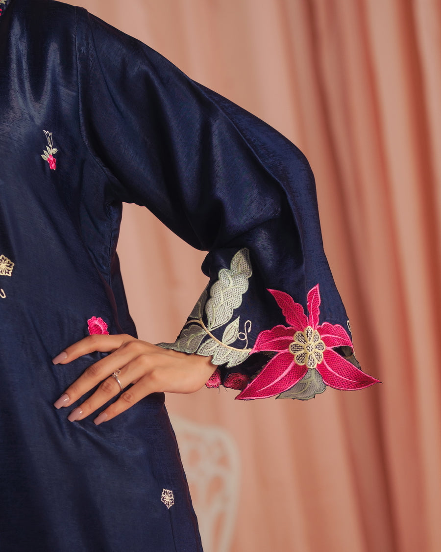 Deep Petal - 1pc - Embroidered - Suede Silk - Sprinkles Pakistan