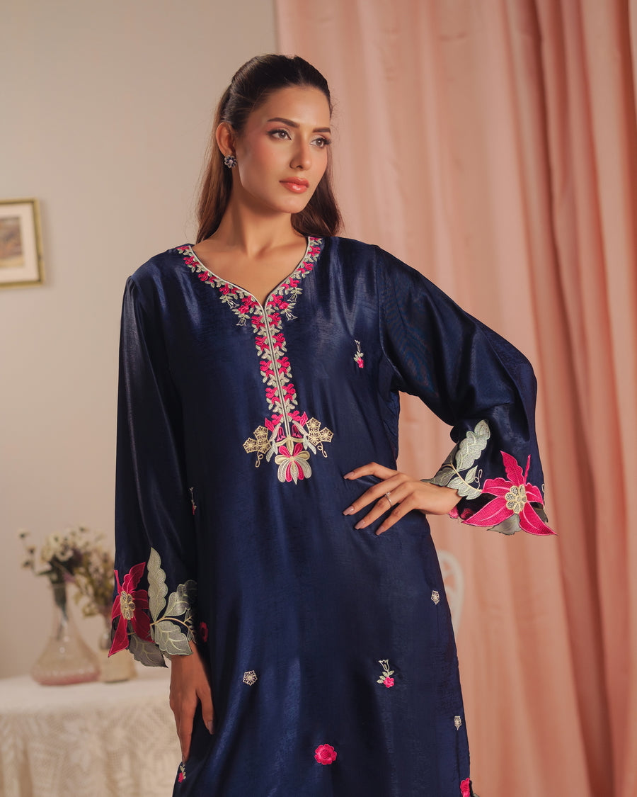 Deep Petal - 1pc - Embroidered - Suede Silk - Sprinkles Pakistan