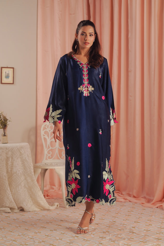 Deep Petal - 1pc - Embroidered - Suede Silk - Sprinkles Pakistan