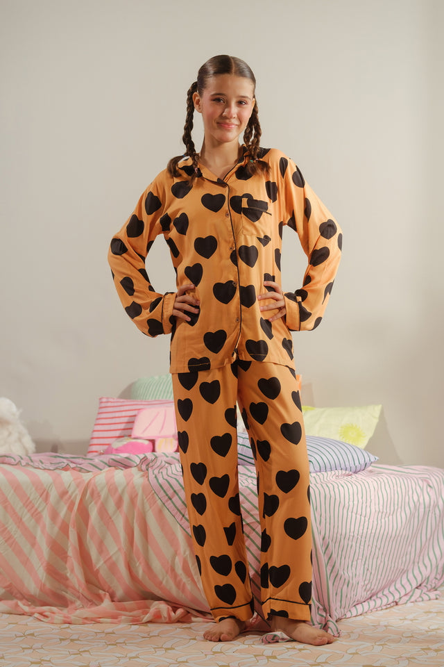 Citrus Heart - 2pcs - Night Suit - Viscose - Night Suit - Sprinkles Pakistan