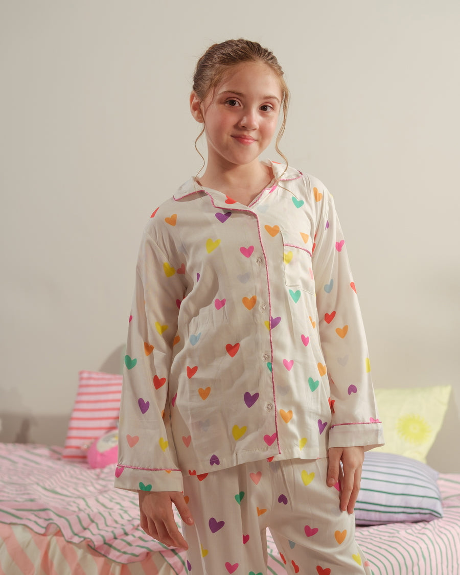 Candy Heart - 2pcs - Night Suit - Viscose - Night Suit - Sprinkles Pakistan