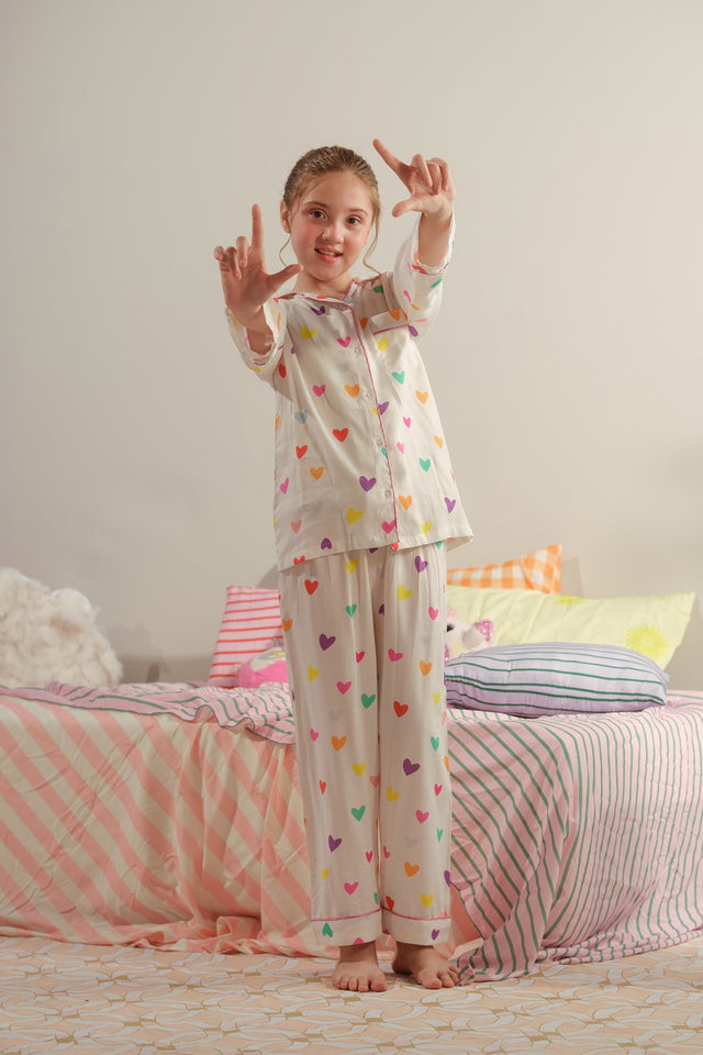 Candy Heart - 2pcs - Night Suit - Viscose - Night Suit - Sprinkles Pakistan