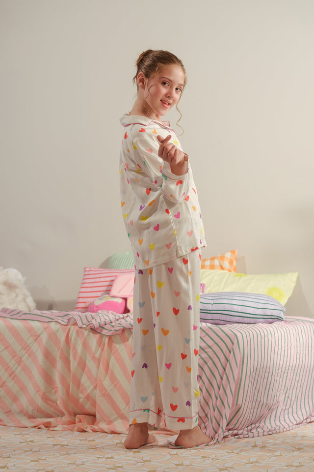 Candy Heart - 2pcs - Night Suit - Viscose - Night Suit - Sprinkles Pakistan