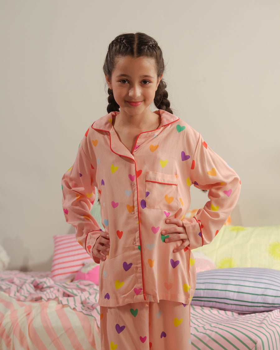 Rosy Slumber - 2pcs - Night Suit - Viscose - Night Suit - Sprinkles Pakistan