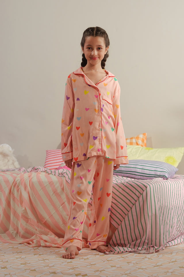 Rosy Slumber - 2pcs - Night Suit - Viscose - Night Suit - Sprinkles Pakistan