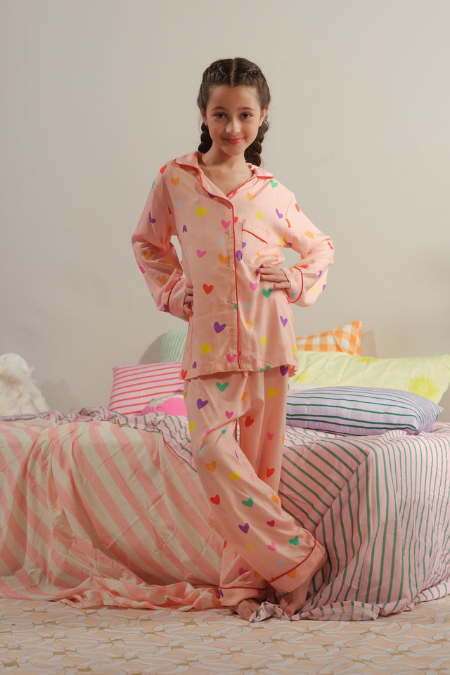 Rosy Slumber - 2pcs - Night Suit - Viscose - Night Suit - Sprinkles Pakistan