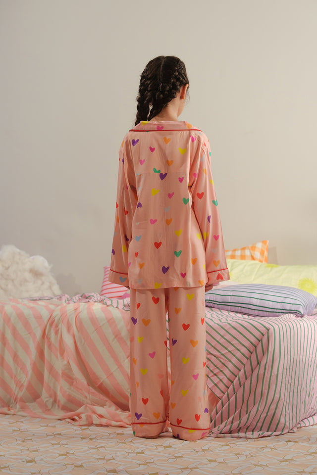 Rosy Slumber - 2pcs - Night Suit - Viscose - Night Suit - Sprinkles Pakistan