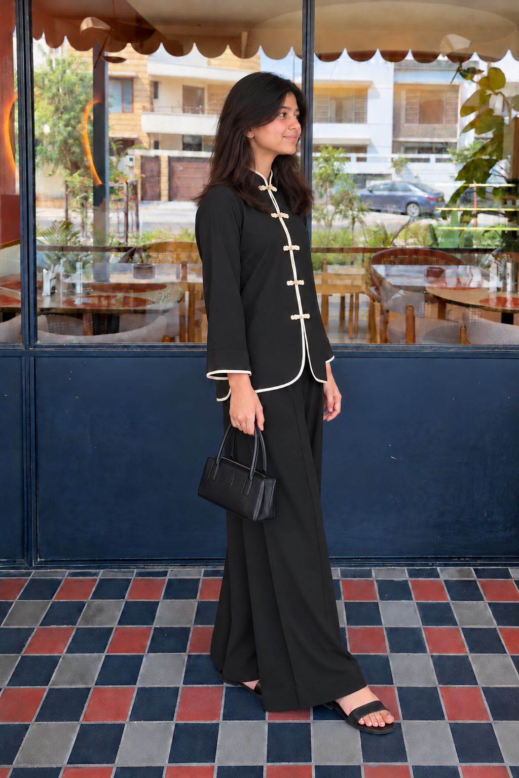 Midnight Noir - 2pcs - Moss crepe - 2pcs-ready-to-wear - Sprinkles Pakistan