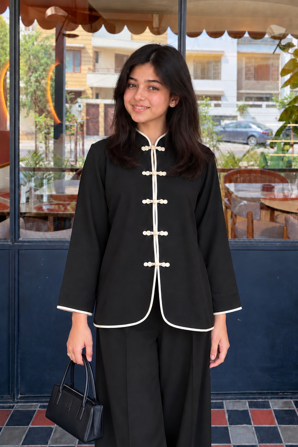 Midnight Noir - 2pcs - Moss crepe - 2pcs-ready-to-wear - Sprinkles Pakistan