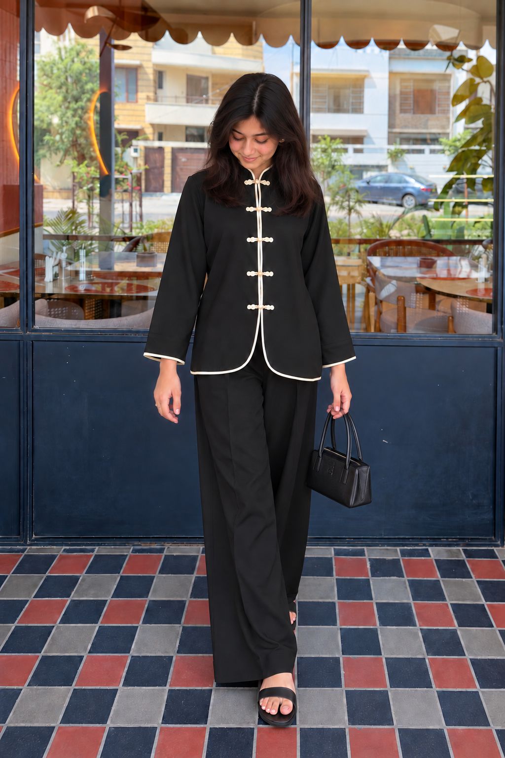 Midnight Noir - 2pcs - Moss crepe - 2pcs-ready-to-wear - Sprinkles Pakistan