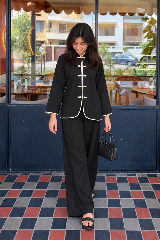Midnight Noir - 2pcs - Moss crepe - 2pcs-ready-to-wear - Sprinkles Pakistan