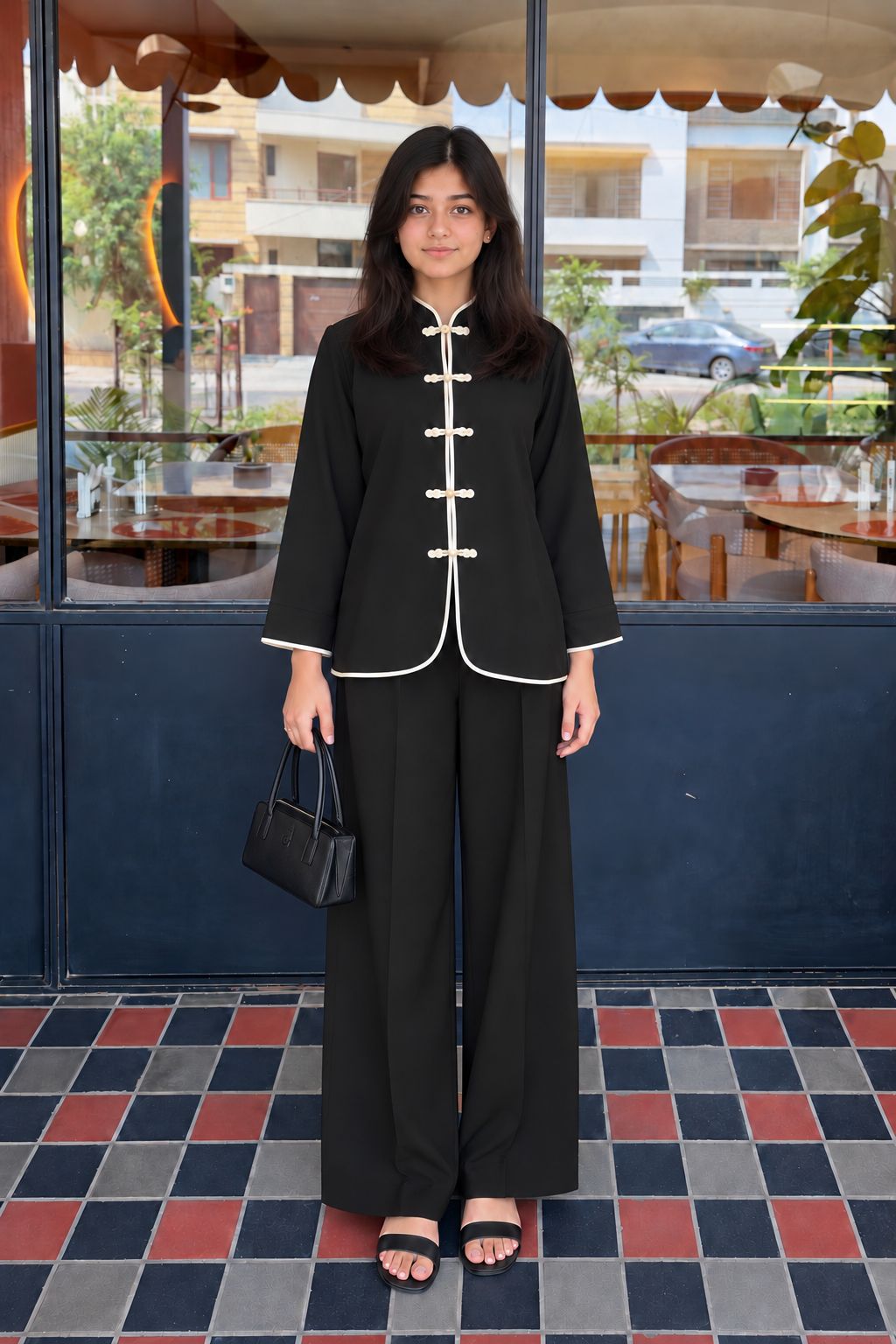 Midnight Noir - 2pcs - Moss crepe - 2pcs-ready-to-wear - Sprinkles Pakistan