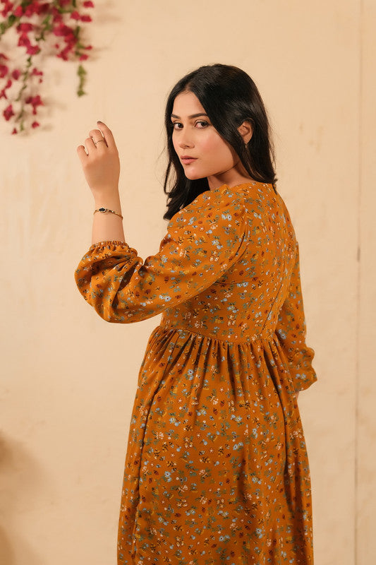 The Duo - Mustard Bloom Allover Floral Print Tunic Dress