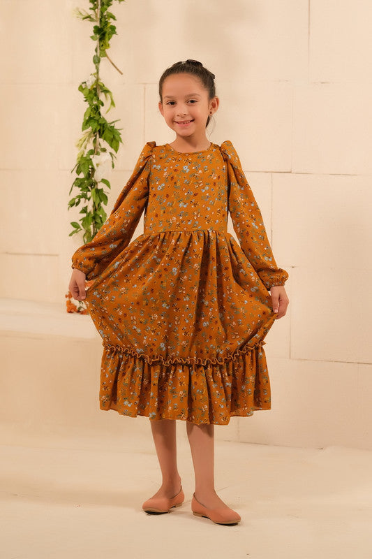 The Duo - Mustard Bloom Allover Floral Print Tunic Dress