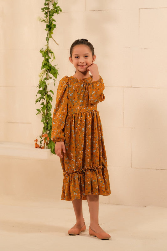 The Duo - Mustard Bloom Allover Floral Print Tunic Dress