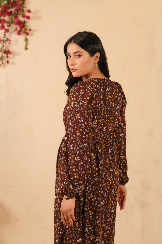 The Duo - Mocha Dream Allover Floral Print Tunic Dress