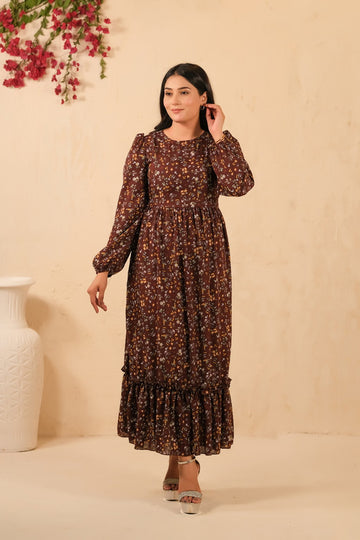 The Duo - Mocha Dream Allover Floral Print Tunic Dress