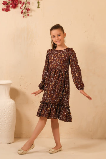 The Duo - Mocha Dream Allover Floral Print Tunic Dress