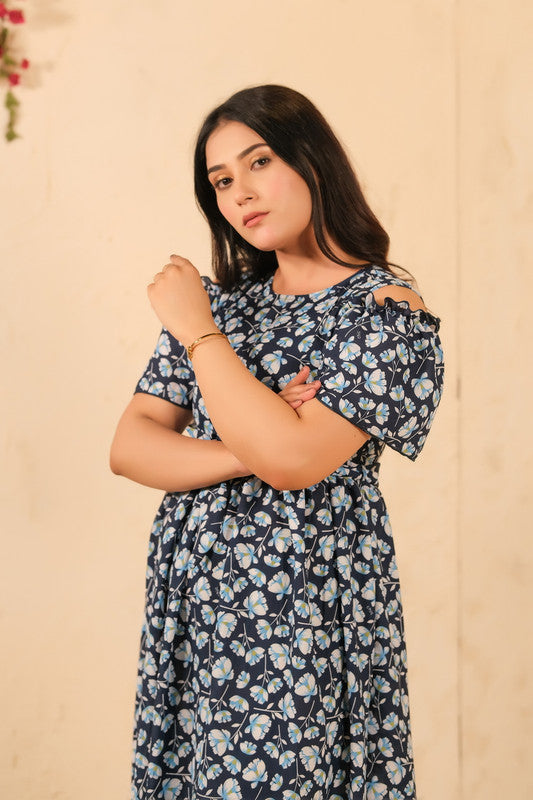 The Duo - Navy Twilight Allover Floral Print Tunic Dress