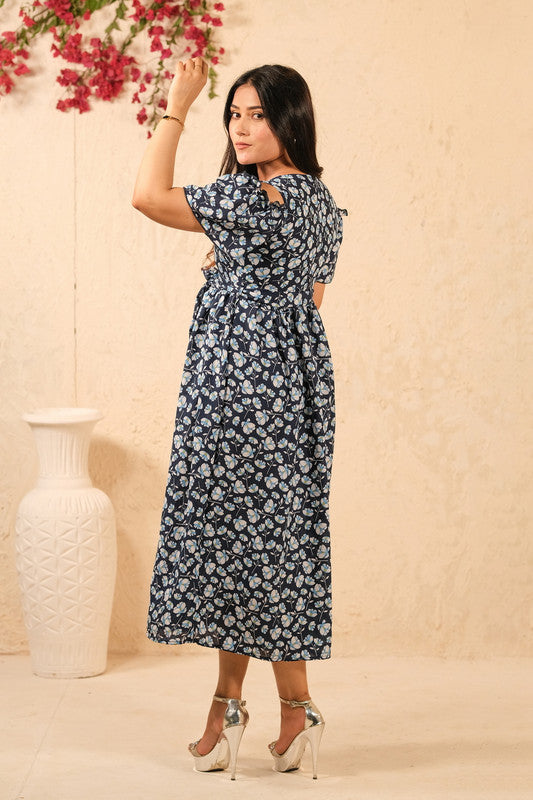 The Duo - Navy Twilight Allover Floral Print Tunic Dress
