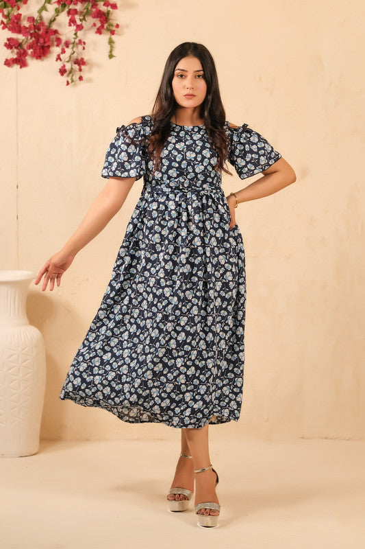 The Duo - Navy Twilight Allover Floral Print Tunic Dress