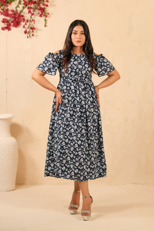 The Duo - Navy Twilight Allover Floral Print Tunic Dress