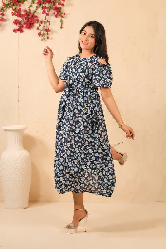 The Duo - Navy Twilight Allover Floral Print Tunic Dress