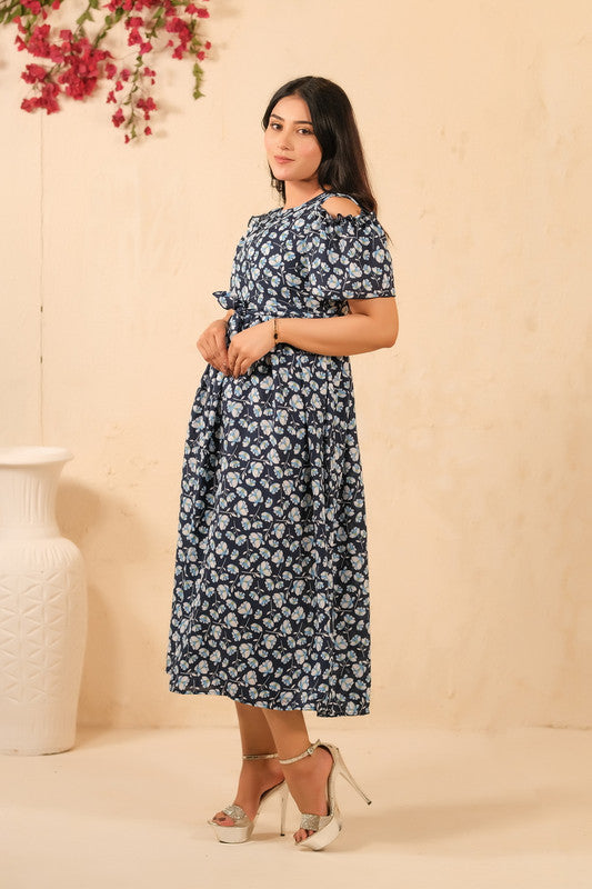 The Duo - Navy Twilight Allover Floral Print Tunic Dress
