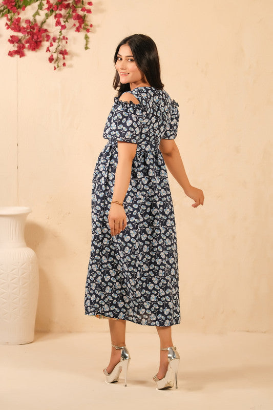 The Duo - Navy Twilight Allover Floral Print Tunic Dress